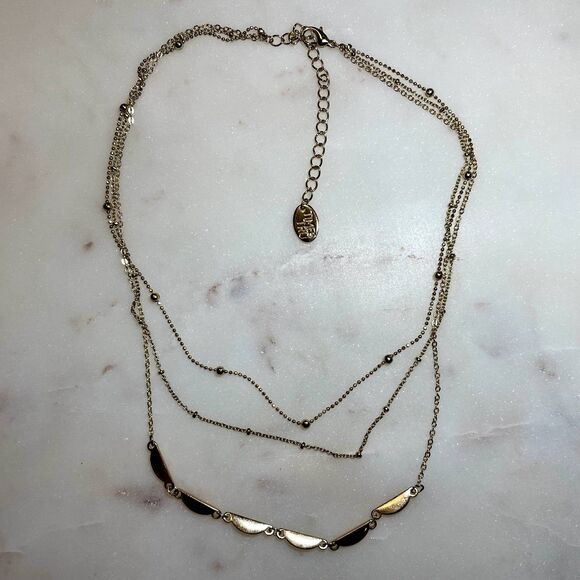 Time and Tru Gold Tone Triple Layer Necklace - Picture 1 of 3